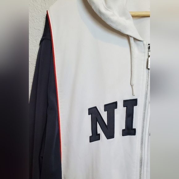 Nike Vintage Mens White Red & Black Zip-Up Hooded Track Jacket Hoodie Size XL - Picture 4 of 8